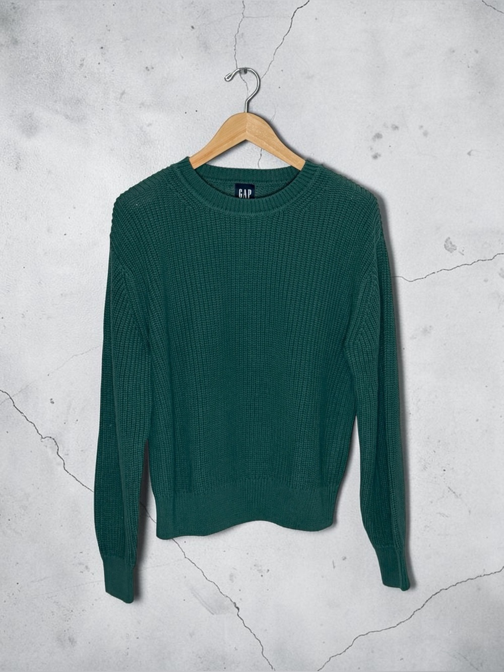 GAP Women’s Green 100% Cotton Crewneck Sweater Size L NWT Chunky Knit
